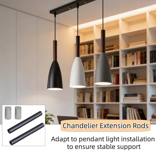5 PCS 6 Inches Matte Black Chandelier Extension Rods M10 Light Extension Downrods for Pendant Lights and, alternate view 3