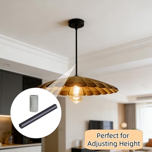 5 PCS 6 Inches Matte Black Chandelier Extension Rods M10 Light Extension Downrods for Pendant Lights and, alternate view 4