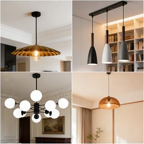 5 PCS 6 Inches Matte Black Chandelier Extension Rods M10 Light Extension Downrods for Pendant Lights and, alternate view 7