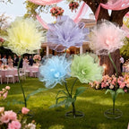 5 Pcs 8ft Giant Organza Flowers with Stand Wedding Decoration in Multi Color
