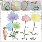 5 Pcs 8ft Giant Organza Flowers with Stand Wedding Decoration in Multi Color, alternate view 2