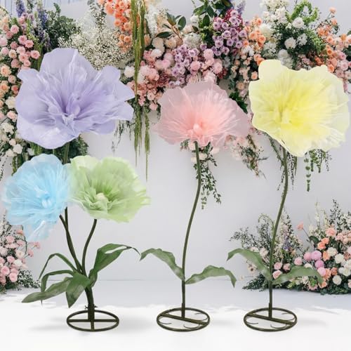 5 Pcs 8ft Giant Organza Flowers with Stand Wedding Decoration in Multi Color, alternate view 3
