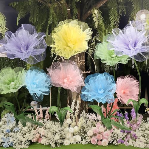 5 Pcs 8ft Giant Organza Flowers with Stand Wedding Decoration in Multi Color, alternate view 5