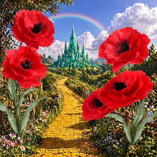 5 Pcs 8ft Giant Red Poppy Flowers with Stand Wedding Decoration in Red, alternate view 2