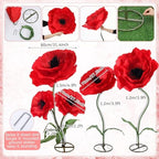 5 Pcs 8ft Giant Red Poppy Flowers with Stand Wedding Decoration in Red, alternate view 3