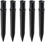 5 Pcs ABS Plastic Solar Ground Spikes, Black Ground Spike Replacement, Landscape Lighting Stakes, Solar Pathway
