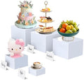 5 Pcs Acrylic Buffet Risers with Signs, Nesting Display Stands