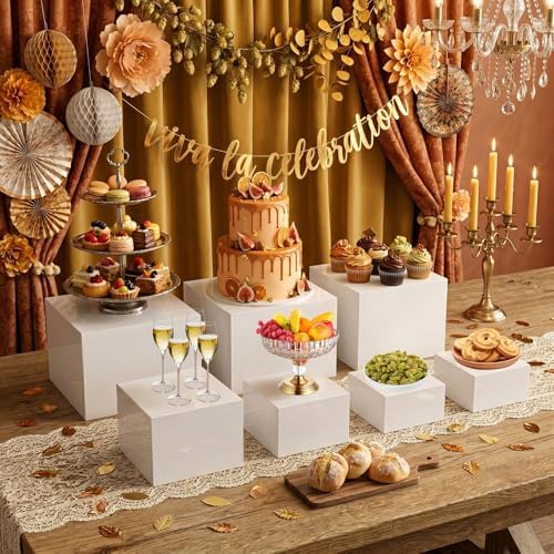 5 Pcs Acrylic Buffet Risers with Signs, Nesting Display Stands, alternate view 7