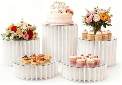 5 Pcs Buffet Risers Food Display Risers for Party Buffet Table, Dessert Table Display Set Cake and Cupcake Stand