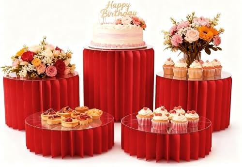 5 Pcs Buffet Risers Food Display Risers for Party Buffet Table, Dessert Table Display Set Cake and Cupcake Stand