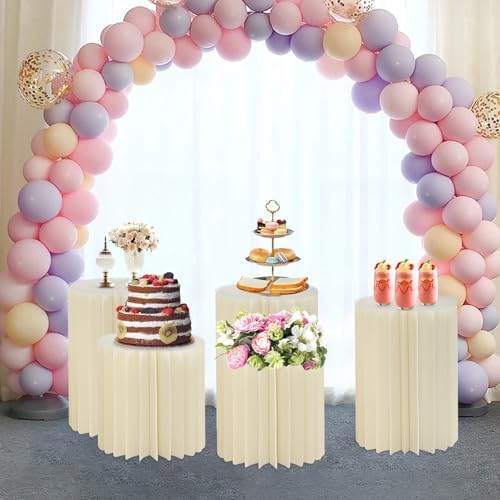 5 Pcs Cake Display Stands, Cardboard Cupcake Buffet Risers, 12" Foldable Reusable Food Display Risers With, alternate view 2