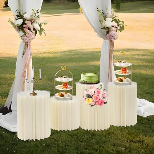5 Pcs Cake Display Stands, Cardboard Cupcake Buffet Risers, 12" Foldable Reusable Food Display Risers With, alternate view 5