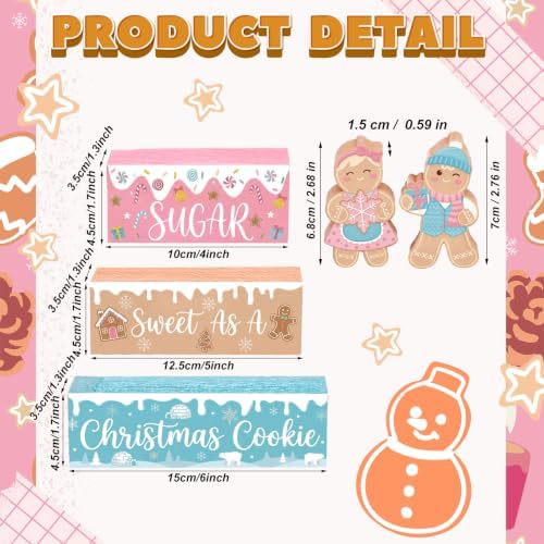 5 Pcs Christmas Gingerbread Table Decoration Pastel Wood Decor, alternate view 3