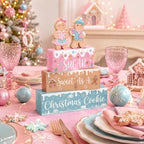 5 Pcs Christmas Gingerbread Table Decoration Pastel Wood Decor, alternate view 4