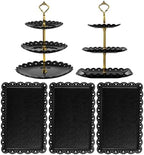5 Pcs Cupcake Stand Set - Black Plastic Dessert Table Display Set in Black