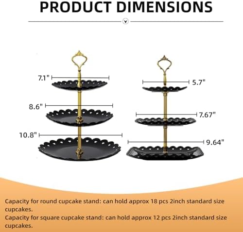 5 Pcs Cupcake Stand Set - Black Plastic Dessert Table Display Set in Black, alternate view 2