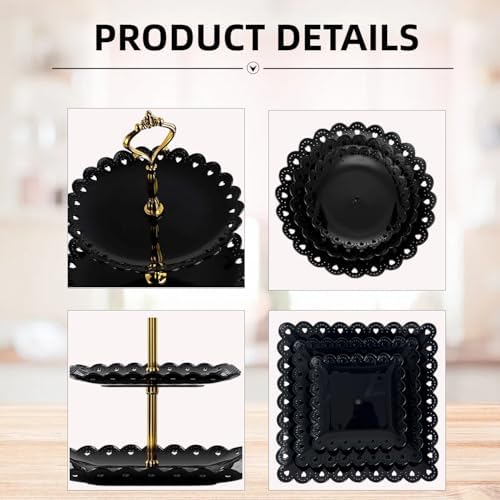 5 Pcs Cupcake Stand Set - Black Plastic Dessert Table Display Set in Black, alternate view 3