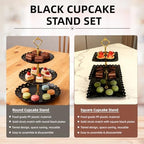 5 Pcs Cupcake Stand Set - Black Plastic Dessert Table Display Set in Black, alternate view 4
