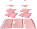 5 Pcs Cupcake Stand Set - Pink Plastic Dessert Table Display Set in Pink