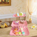 5 Pcs Cupcake Stand Set - Pink Plastic Dessert Table Display Set in Pink, alternate view 2
