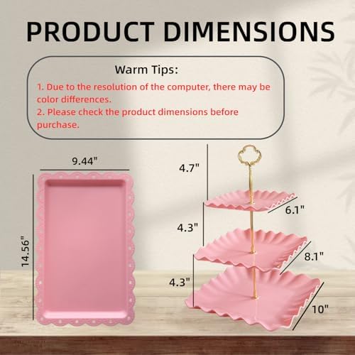 5 Pcs Cupcake Stand Set - Pink Plastic Dessert Table Display Set in Pink, alternate view 3