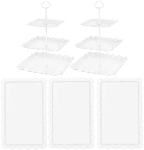 5 Pcs Cupcake Stand Set - White Plastic Dessert Table Display Set in White