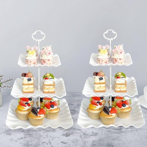 5 Pcs Cupcake Stand Set - White Plastic Dessert Table Display Set in White, alternate view 5