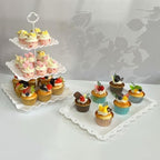 5 Pcs Cupcake Stand Set - White Plastic Dessert Table Display Set in White, alternate view 6