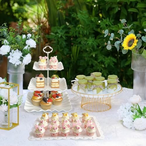 5 Pcs Cupcake Stand Set - White Plastic Dessert Table Display Set in White, alternate view 7