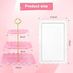 5 Pcs Dessert Display Stands, 2pcs Dessert Stands 3 Pcs Tray, Pink Dessert Display Stands, Treat Table Displays, alternate