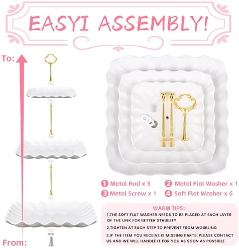 5 Pcs Dessert Display Stands, 2pcs Dessert Stands 3 Pcs Tray, Pink Dessert Display Stands, Treat Table Displays, alternate