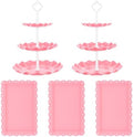 5 Pcs Dessert Stand Set, 2X Small 3 Tiers White Plastic Cupcake Stand Holder & 3X Rectangle Party Serving