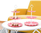 5 Pcs Dessert Stand Set, 2X Small 3 Tiers White Plastic Cupcake Stand Holder & 3X Rectangle Party Serving, alternate view 2