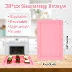 5 Pcs Dessert Stand Set, 2X Small 3 Tiers White Plastic Cupcake Stand Holder & 3X Rectangle Party Serving, alternate view 3