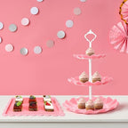 5 Pcs Dessert Stand Set, 2X Small 3 Tiers White Plastic Cupcake Stand Holder & 3X Rectangle Party Serving, alternate view 5