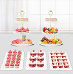 5 Pcs Dessert Table Display Set- 3 Tier Cupcake Stand & Serving Tray in White