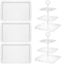 5 Pcs Dessert Table Display Set, Cupcake Stand, 5-Piece White Plastic Party Tray Set with 3-Tier Display