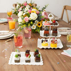 5 Pcs Dessert Table Display Set, Cupcake Stand, 5-Piece White Plastic Party Tray Set with 3-Tier Display, alternate view 2