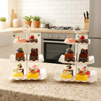 5 Pcs Dessert Table Display Set, Cupcake Stand, 5-Piece White Plastic Party Tray Set with 3-Tier Display, alternate view 5