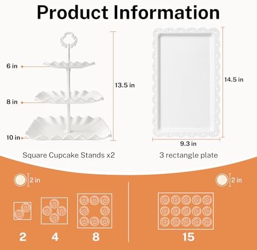 5 Pcs Dessert Table Display Set -Plastic Dessert Table Display Set,2 x Large 3-Tier Cupcake Stands/Cup Cake Tier, alternate