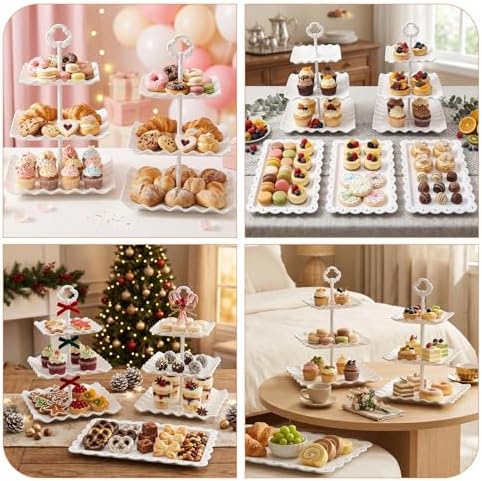 5 Pcs Dessert Table Display Set -Plastic Dessert Table Display Set,2 x Large 3-Tier Cupcake Stands/Cup Cake Tier, alternate