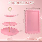 5 Pcs Dessert Table Display Set, Round Cupcake Stand, Pink in Pink Round, alternate view 3