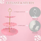 5 Pcs Dessert Table Display Set, Round Cupcake Stand, Pink in Pink Round, alternate view 4