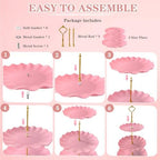 5 Pcs Dessert Table Display Set, Round Cupcake Stand, Pink in Pink Round, alternate view 5
