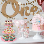 5 Pcs Dessert Table Display Set, Round Cupcake Stand, Pink in Pink Round, alternate view 7