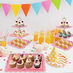 5 Pcs Dessert Table Display Set, Square Cupcake Stand, Pink in Pink Square, alternate view 2