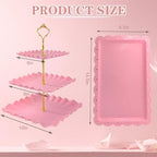 5 Pcs Dessert Table Display Set, Square Cupcake Stand, Pink in Pink Square, alternate view 3