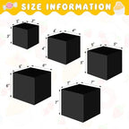 5 Pcs Display Buffet Risers, 3 to 7 Inch Black Acrylic Cube in Black, alternate view 3