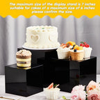 5 Pcs Display Buffet Risers, 3 to 7 Inch Black Acrylic Cube in Black, alternate view 4