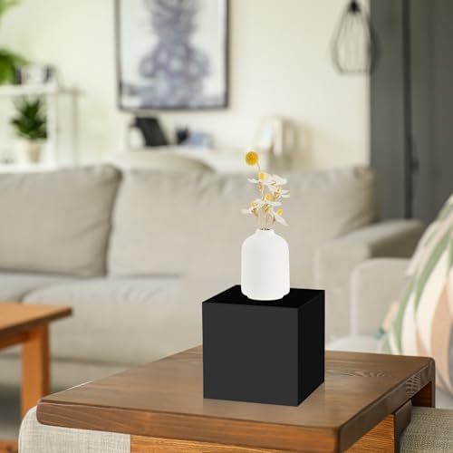 5 Pcs Display Buffet Risers, 3 to 7 Inch Black Acrylic Cube in Black, alternate view 5